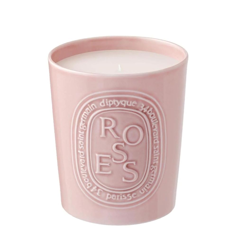 Diptyque Pink Roses Luxurious Candle – 600g Porcelain Jar with 100 Hours Burn Time (21.1 oz)